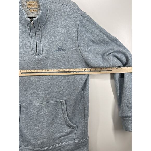 Quicksilver Waterman 1/4 Zip Sweater Mens Sz M Light Blue Pullover Sweatshirt - Picture 7 of 12
